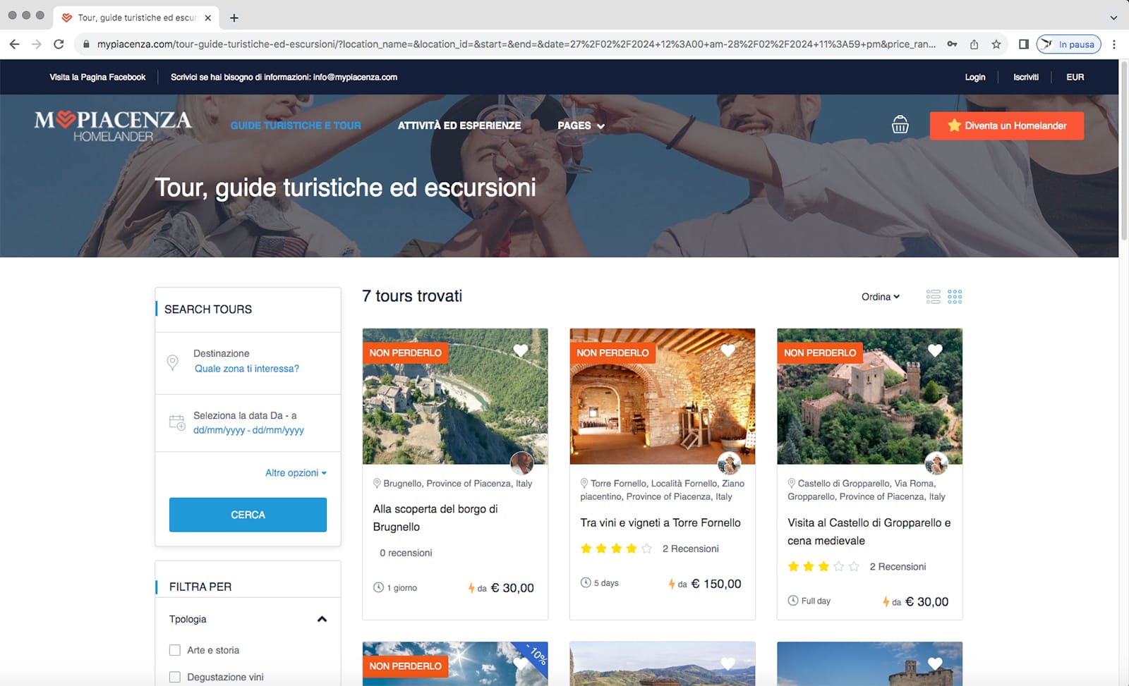 piattafroma turismo risultato ricerca